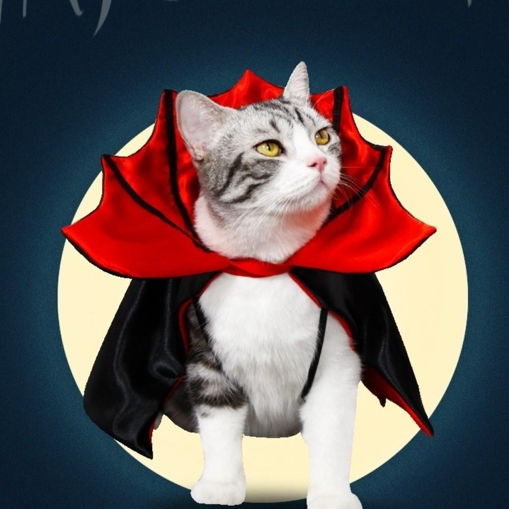 Классический костюм летучей мыши на Хэллоуин для питомца, стойка-воротник, удобный плащ для косплея кошки, бант, мягкая ткань, платье для котенка, вечеринка