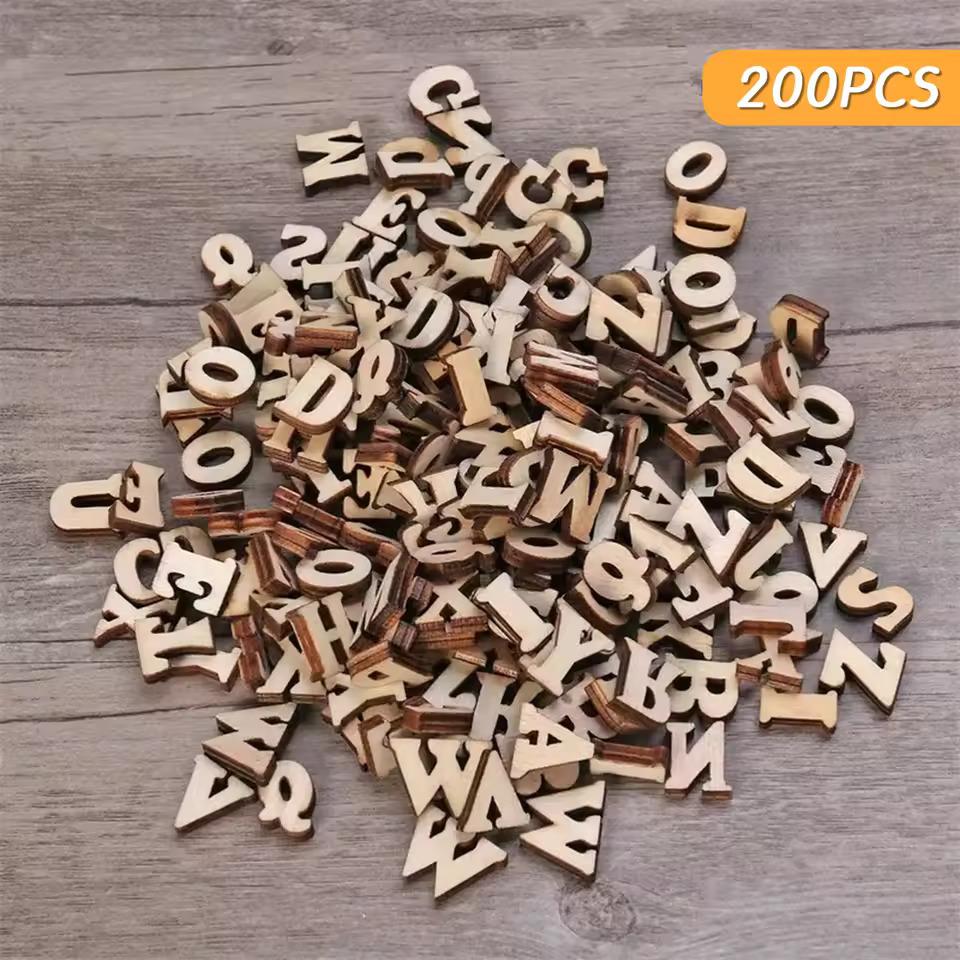 100/200 ШТ. 15 мм Деревянный Алфавит, Мини-Алфавит A-Z Деревянная Щепка Необработанная Форма Деревянной Щепки Для DIY Поделок Буквы Скрапбукинг