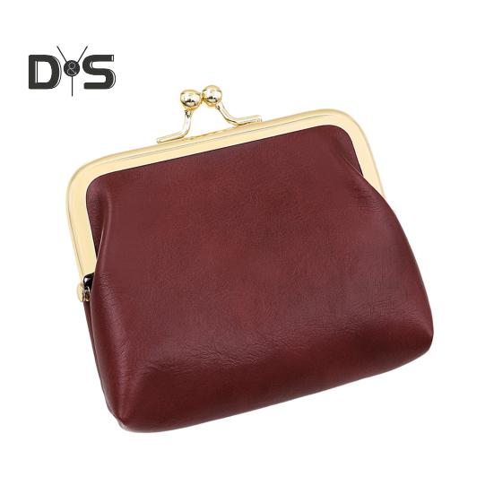 Мини-винтажный кошелек для монет из искусственной кожи с замком-поцелуем, карман для мелочи, портативный кошелек, многоцелевые ключи, наушники, безделушки, помада, косметические аксессуары