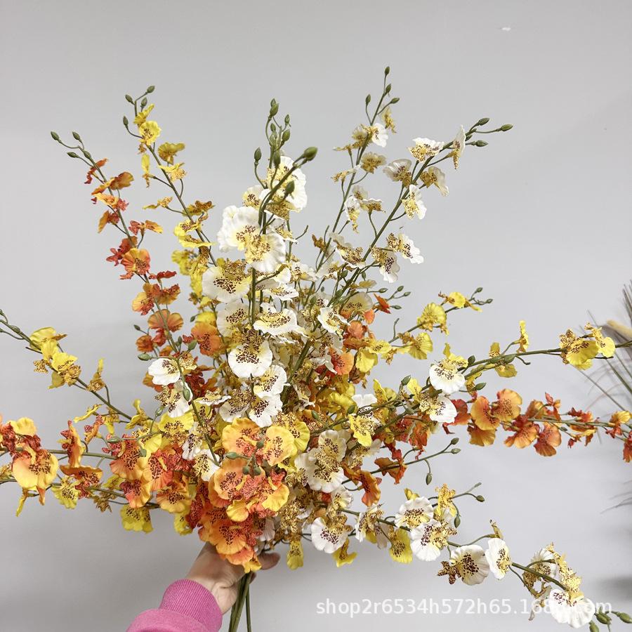 Silk Cloth Autumn Orchid Cymbidium Decor: 5-Fork Dancing Series for Home & Landscaping