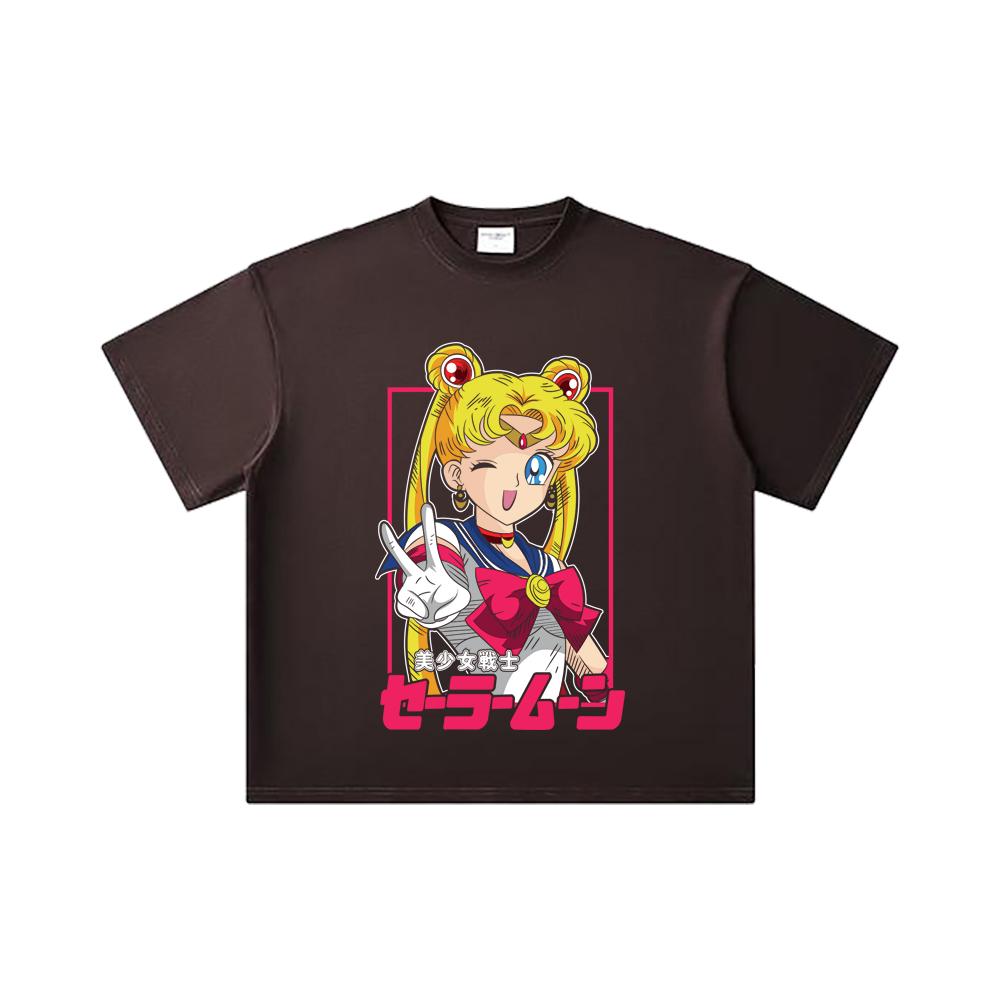 Хлопковая футболка унисекс с принтом Minako из Sailor Moon V9, 260 г/м², двойная пряжа, 32 нити, 100% хлопок, плотная