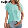Весна-лето Модная футболка с короткими рукавами и складками по бокам для женщин