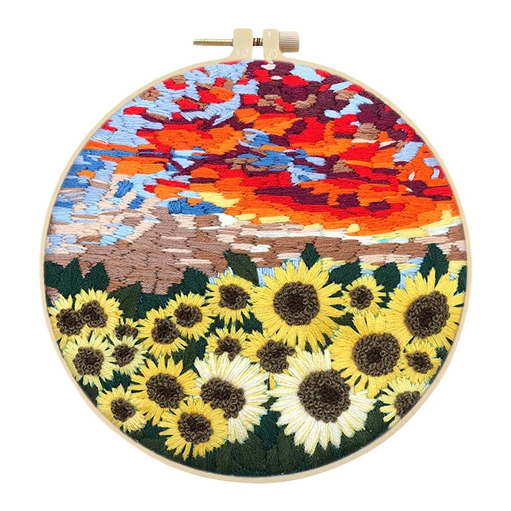 Наборы для вышивания крестом на Хэллоуин с пяльцами, цветной нитью и тканью для начинающих, DIY художественное украшение, наборы для вышивания крестом