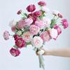 Lulian Simulated Flower Fake Flower Living Room Humidity Desktop Flower Arrangement Peony Simulated Peony Flower Wedding Bouquet Decoration