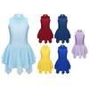 Dance Skating Costume Kids Girls Sleeveless Rhinestone Decor Patchwork Style Hollow Back Dress