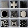 45x45cm Square Pillowcase European Casual Cozy White & Black Geometric Cushion Cover for Sofa/bed Home Decorative Pillow Case