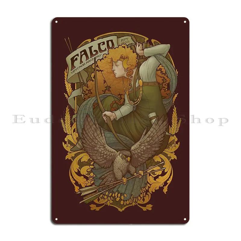 Falco Archery Allegory Metal Signs Designer Club Bar Club Garage Painting Tin Sign Poster