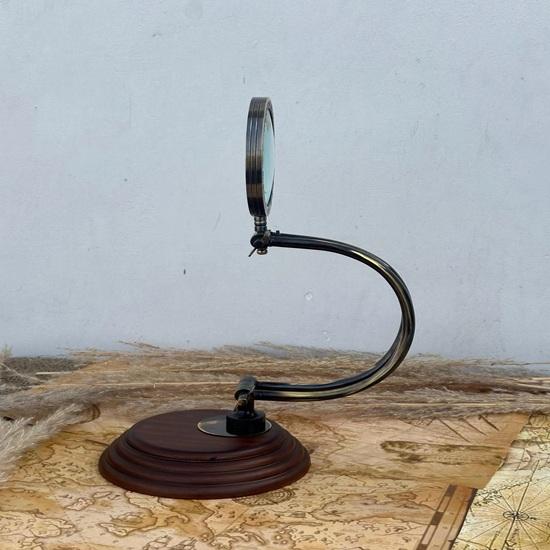 Magnifying Glass with Wooden Stand Movable Lens, Customize Handmade Nautical Desk Decor Magnifying Glass, Map Reader