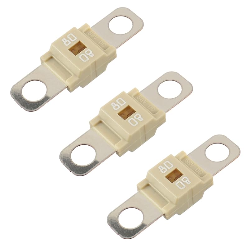 BOJACK AMI/Midi 50A High Current Fuse - Bolt-on Fuse 50 Amp for Cars, Trucks, Construction Vehicles, Buses, Caravans (Pack of 3)