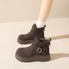 Европейская модная платформа короткие ботинки женские 2025 осень и зима новые круглый носок на высокой платформе челси короткие ботинки замшевые женские ботинки