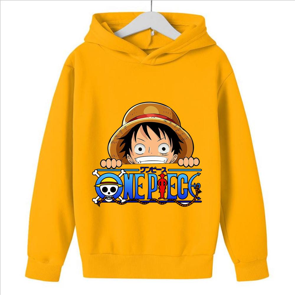 Anime One Piece Hoodies Luffy Casual Ace Law Roronoa Zoro Luffy Streetwear Kids Boys Sweatshirts Pullover Hooded Fashion Costume