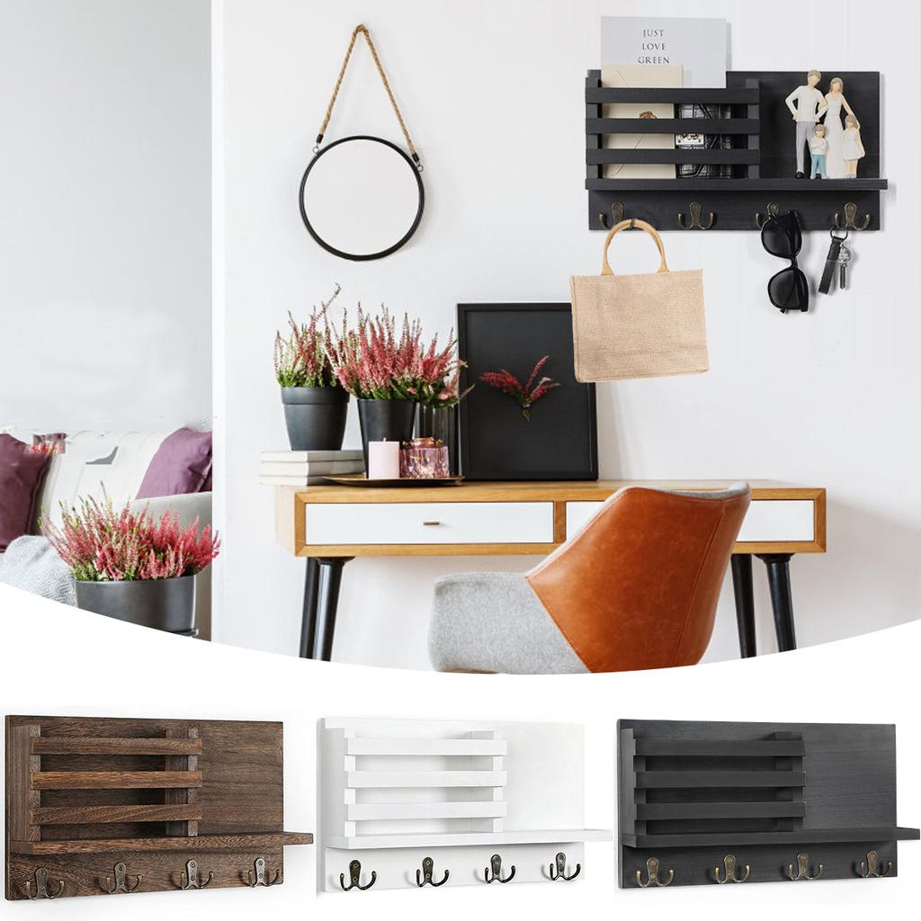 Держатель для ключей на стену с полкой, деревенский почтовый органайзер, настенное крепление, деревянный почтовый органайзер для входа, держатель для хранения дома, стеллажи