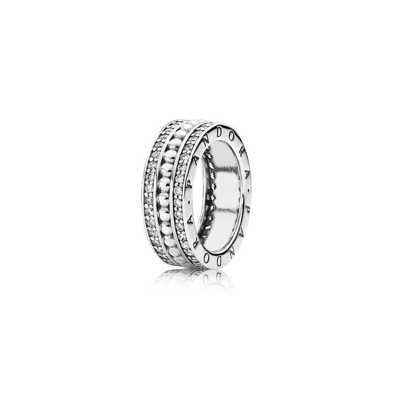 Pandora Серебряное кольцо 925 пробы с гравировкой буквы-логотипа и цирконием женское серебряное 190962CZ