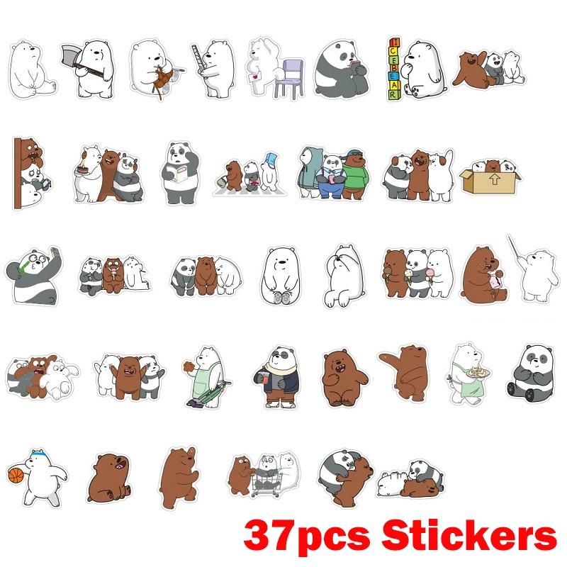 Vibrant 37pcs We Bare Bears Waterproof Graffiti Stickers For Luggage And Electronics