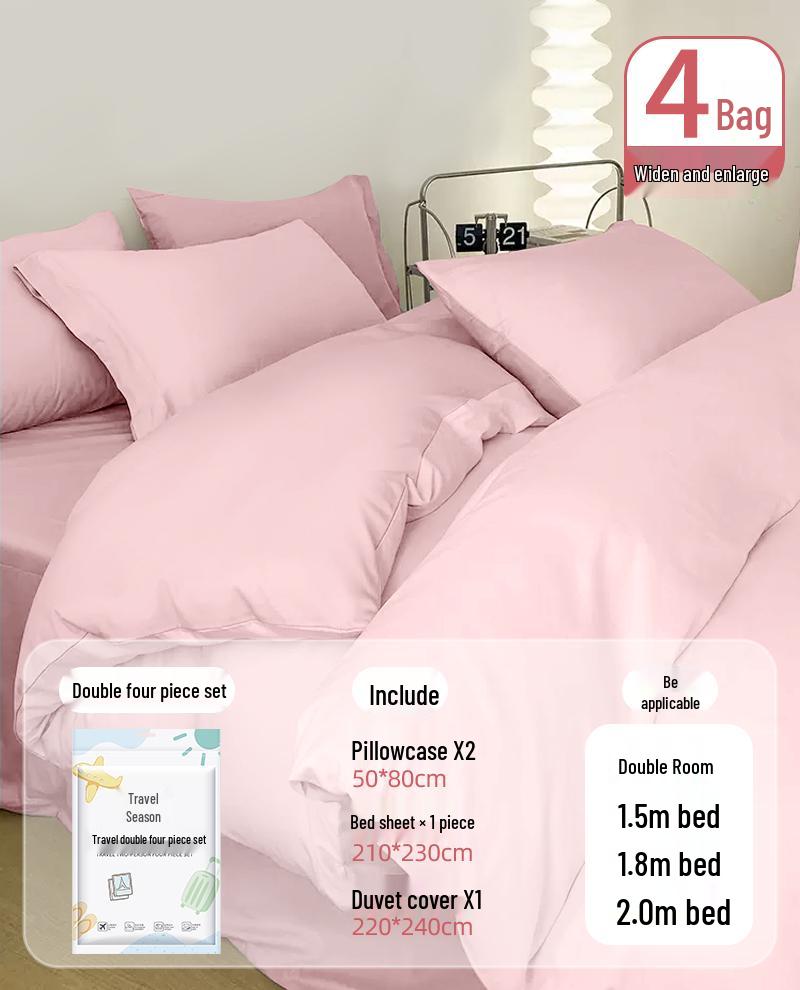 Portable Disposable Bed Sheet & Pillowcase Set: Anti-Dirty, Thickened Four-Piece Travel Kit for Double & Single Beds