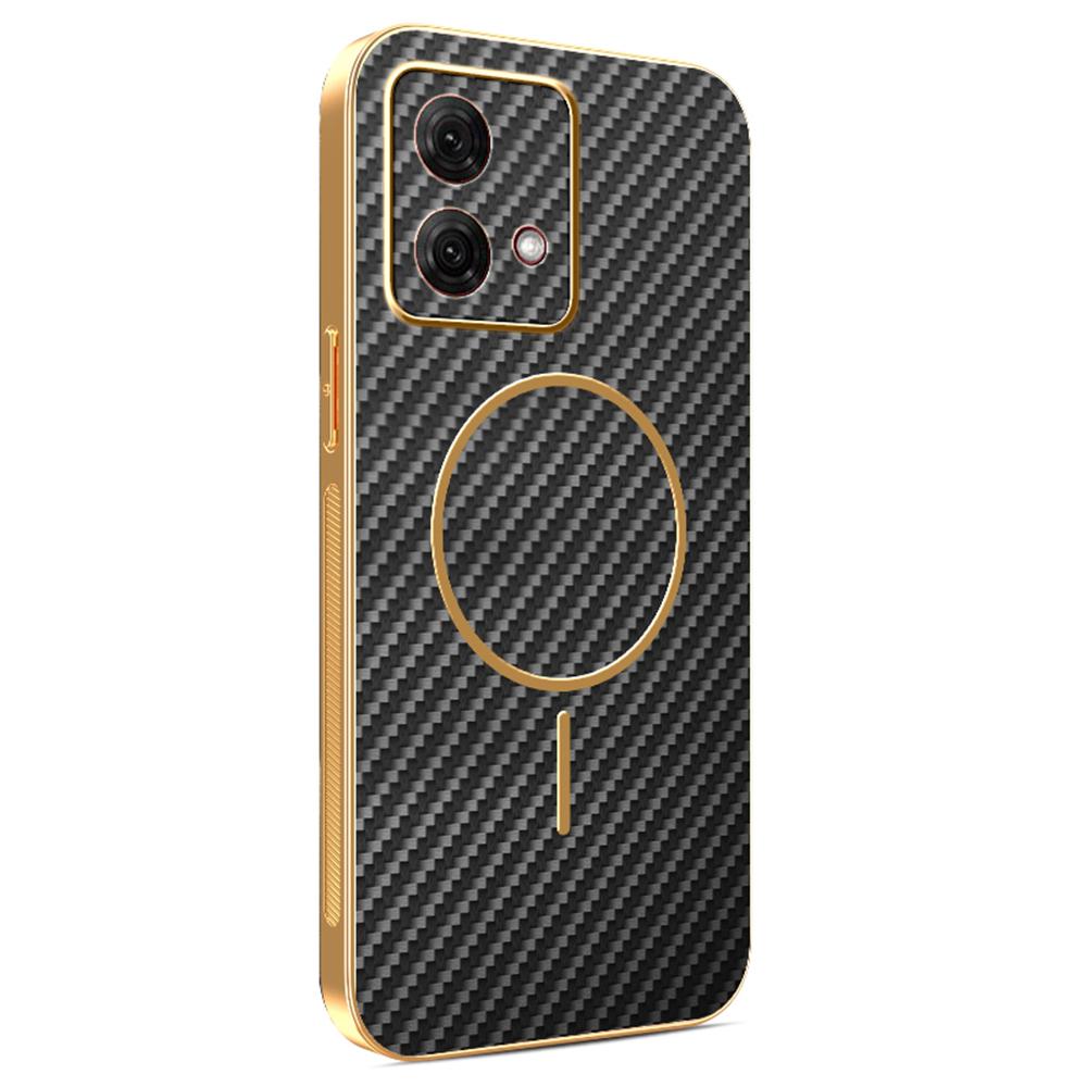 For Motorola Moto G84 5G Phone Case Carbon Fiber Textured Electroplated TPU Back Cover