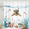Funny Cat Shower Curtain Cool Cat Riding Shark Seagull On Ocean Sea Blue Waves Kids Creative Design Bathroom Curtain Polyester