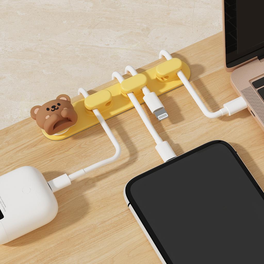 Cute Desktop Cable Organizer Holder Winder Clips Desk Self-Adhesive Mobile Phone Data Cable Management Wire Cord Holder