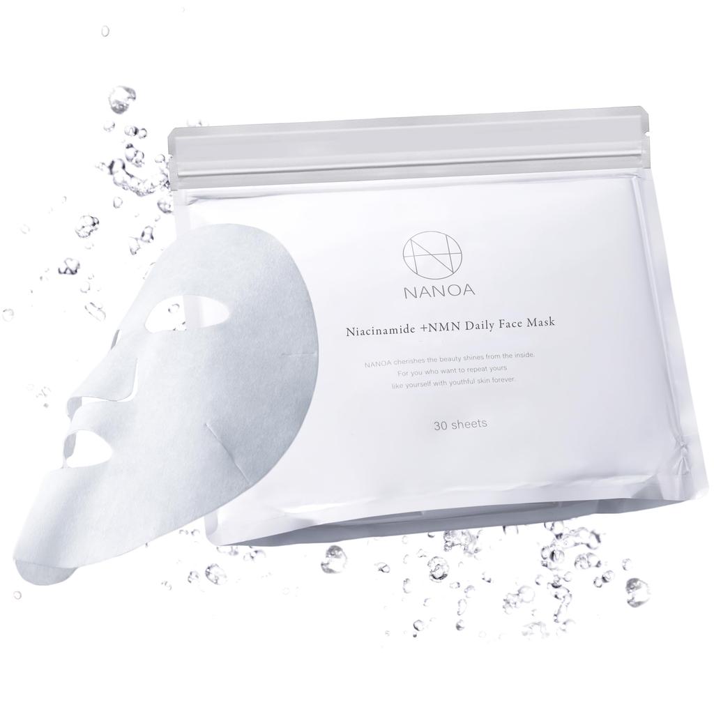 NANOA Niacinamide NMN Daily Face Human Stem Cell Exosome Sheet Mask with Vitamin C Pore Premium Cotton Face 30 Sheets Mask, Doctor-Recommended
