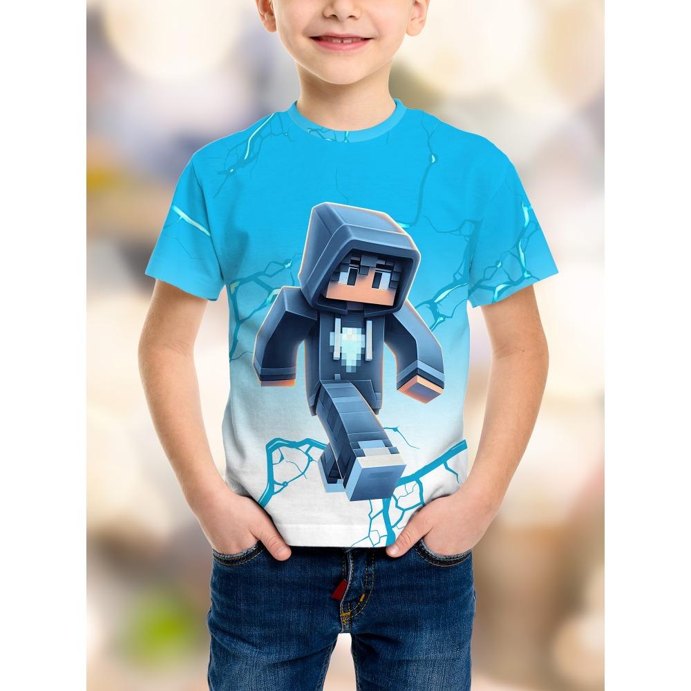 Game Pixel Birthday Party Children's T-shirt Humorous and Funny Boys Fashion Novelty Gift Short Sleeve T-shirt