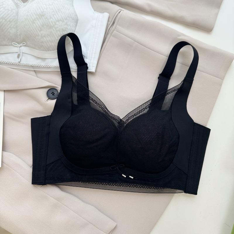 Women's big breasts show small thin styles, gathered without steel rings, paper sheet adjustment type, double breasts, anti-sagging bra, sexy bra