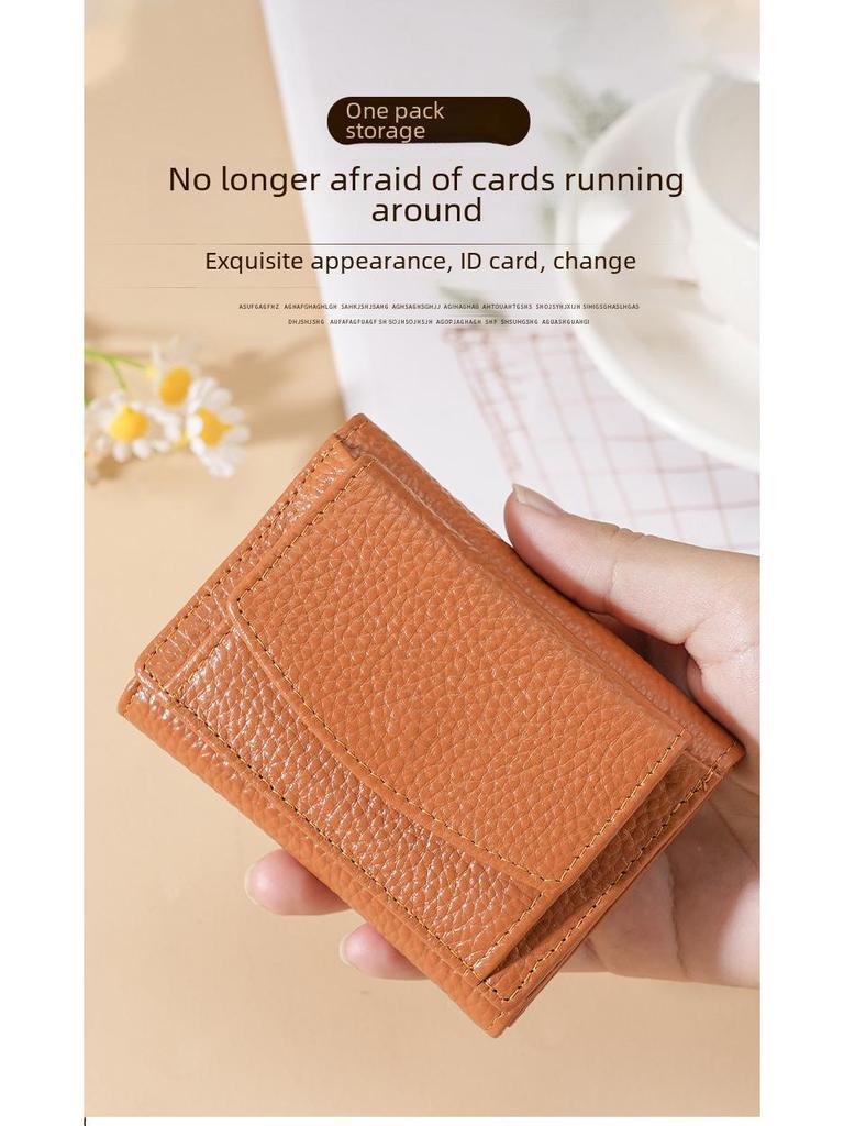 Женский кошелек из коровьей кожи в японском стиле - короткий кожаный кошелек для монет