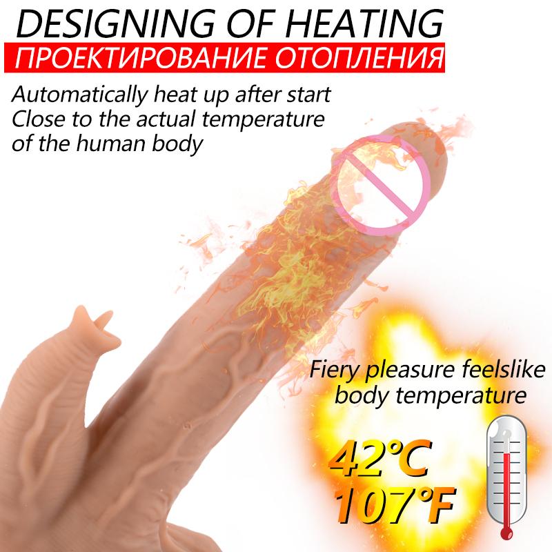 Телескопический пенис для облизывания языка с проводным дистанционным управлением, стимулятор клитора точки G, подогрев, большой фаллоимитатор, вибратор с присоской