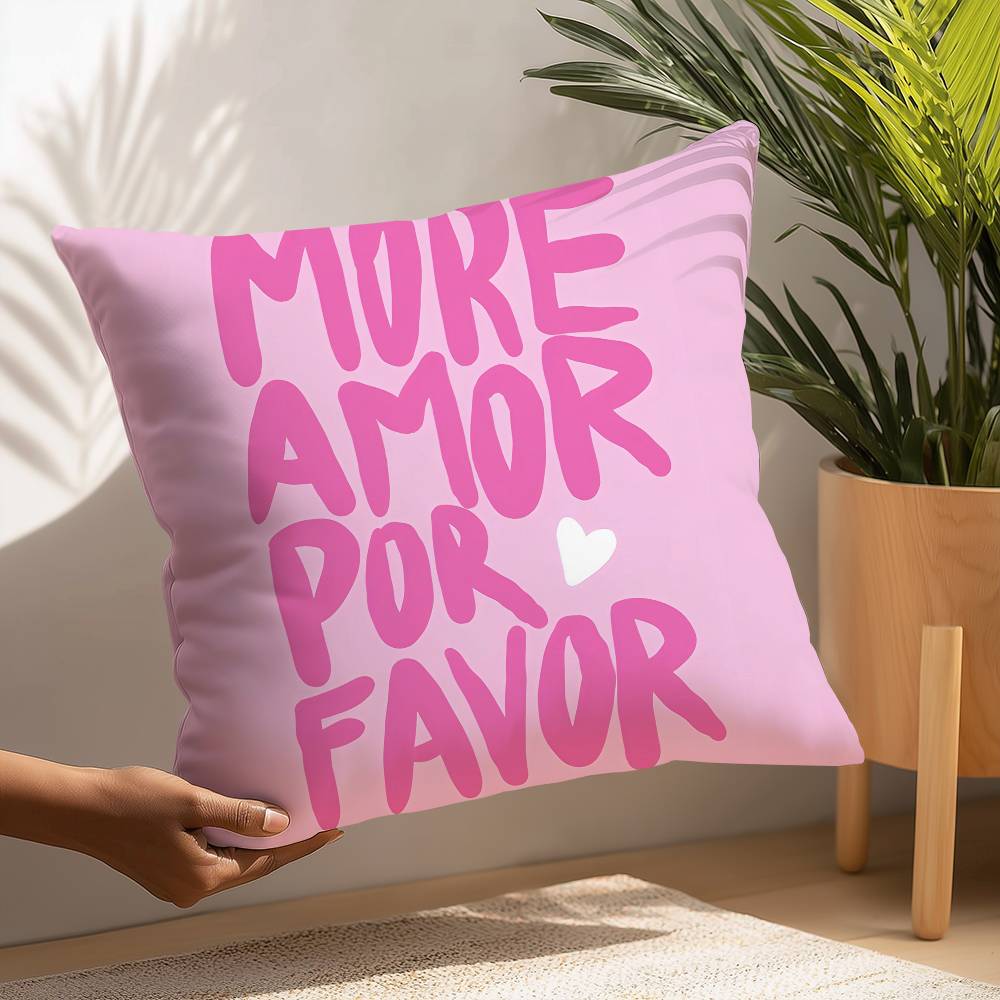 Максималистская Подушка с Цитатами 'More Amor Por Favor' Декоративная для Дивана Дома Двусторонняя Печать Короткий Плюш Чехол для Подушки
