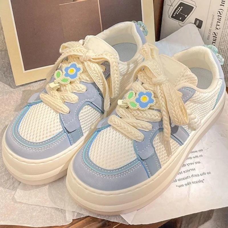 Модная эстетика, оригинальная сетчатая дышащая обувь на высокой платформе, женская обувь, корейский дизайнер, роскошные предложения, мода Y2k 2025, женская обувь