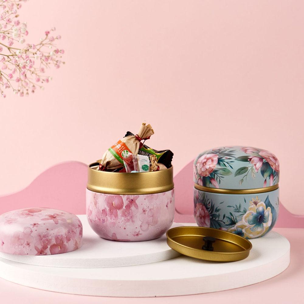 Japanese Style Flower Portable Mini Small Snacks Candy Tin Plate Canister Tea Cans Containers Packaging Box Storage Box
