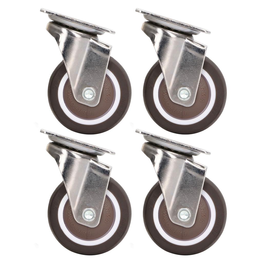 4 шт. сверхмощные ролики с пластинами, мягкие резиновые хромированные ударопрочные 2-дюймовые колесики для мебели