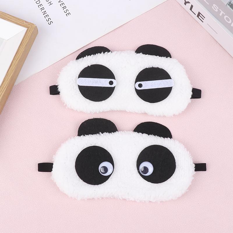 Cute Design Accessories Plush Panda Face Eye Mask Travel Sleeping Soft Eyeshade Portable Sleeping Cover