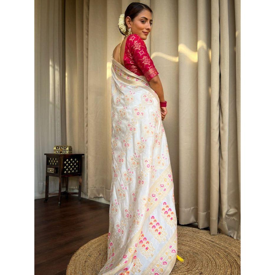 Women's Banarasi Saree Pure Kanjivaram Silk Saree Soft New Ladies Design Wear Pattu Sarees Latest Party Sari Collections With Blouse Piece