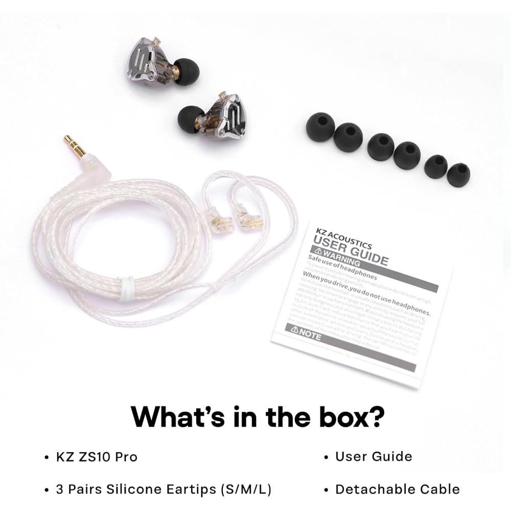 ZS10 Pro Гибридные IEM с 4BA+1DD, Hi-Fi Проводные Игровые Музыкальные Наушники, Лицевая Панель из Нержавеющей Стали, Съемный Кабель, Премиальный Hi-Fi Внутриканальный Монитор для Музыкантов