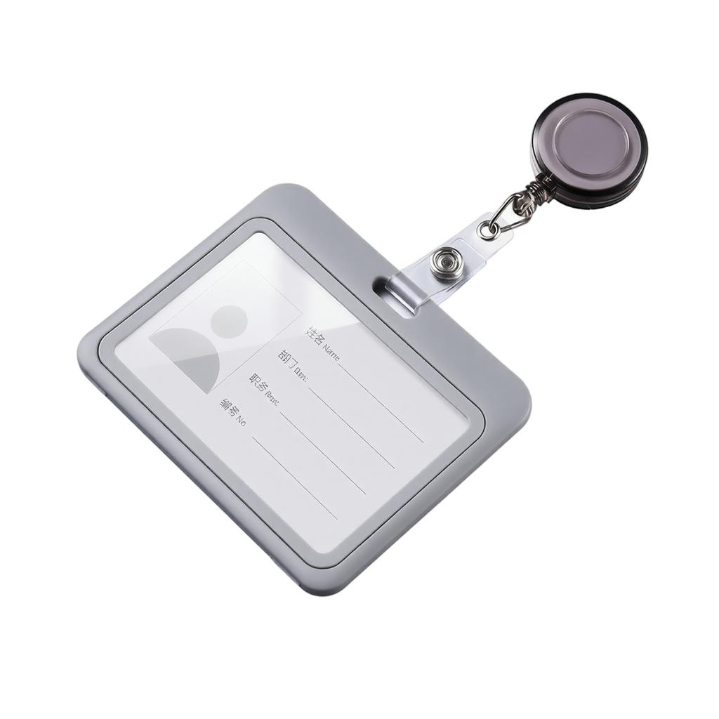 Retractable ID Badge Holder with Lanyard, Clear Transparent Work Badge Card Sleeve for and