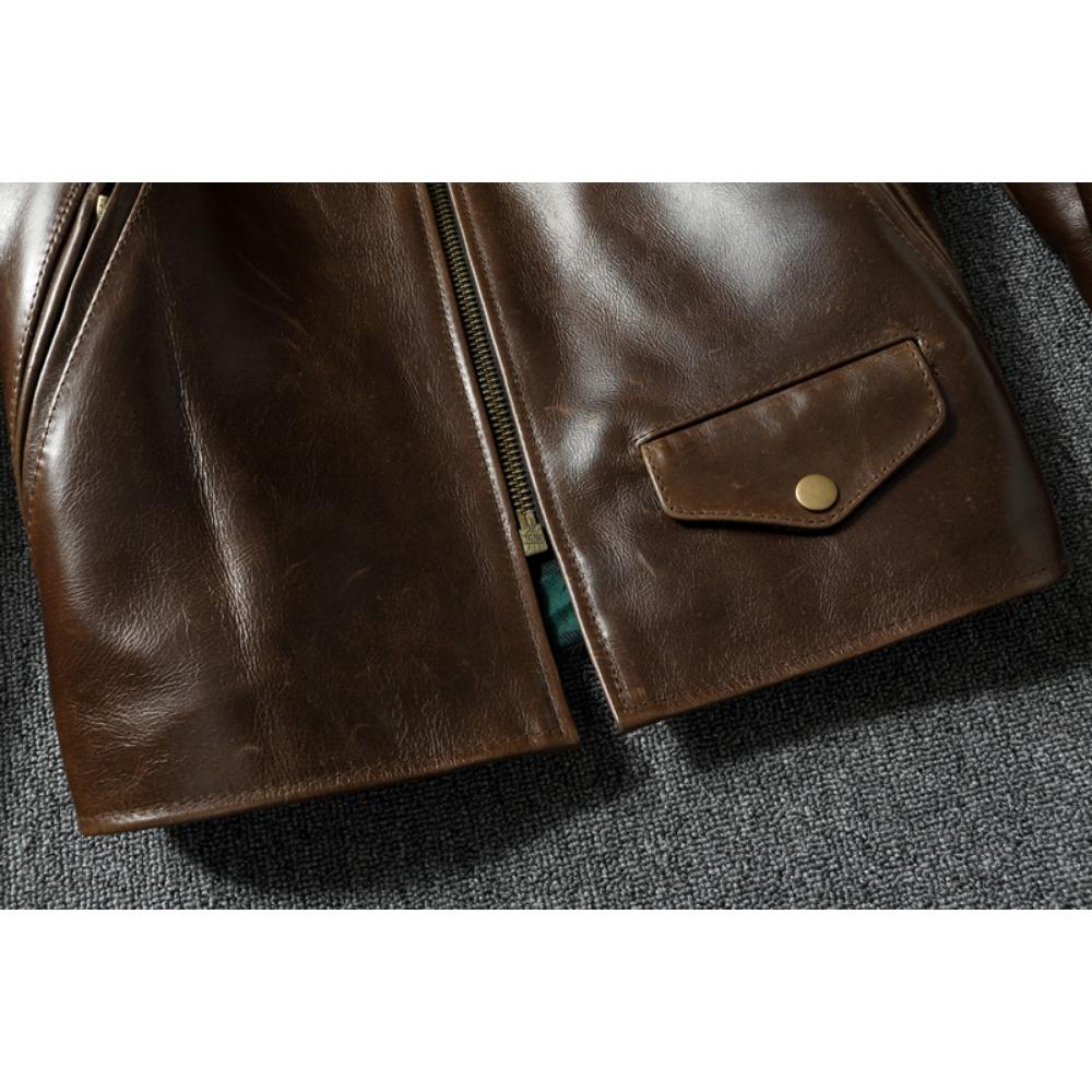 Китайский размер, стиль RL, верхний слой, вощеная воловья кожа, мужская куртка с воротником-стойкой, коричневое пальто, мужская байкерская куртка, весна-осень