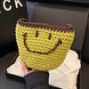 New Women's Bag Smiley Face Knitted Bag Going Out Shoulder Bag Seaside Travel Messenger Bag