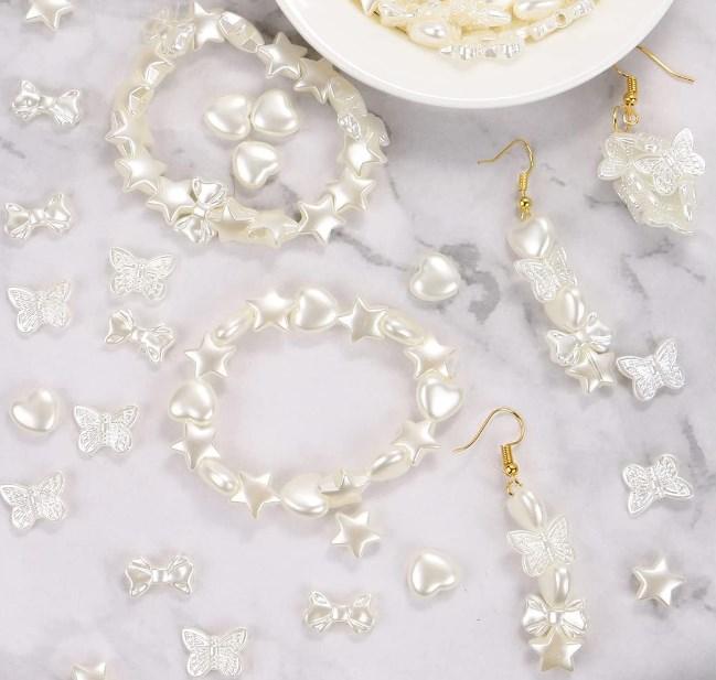 Home Party Supplies 10Pcs Fashion AB White Color DIY Jewelry Accessories Bowknot Flower Loose Beads Creative Leaf Petal Pendants Acrylic