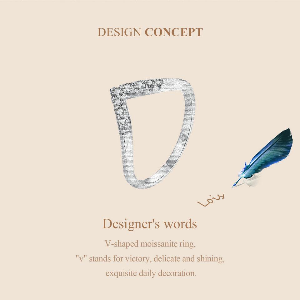 BAMOER V-образное кольцо с муассанитом, деликатное лабораторное кольцо с бриллиантом, стерлинговое серебро 925 пробы для женщин, обручальные свадебные украшения