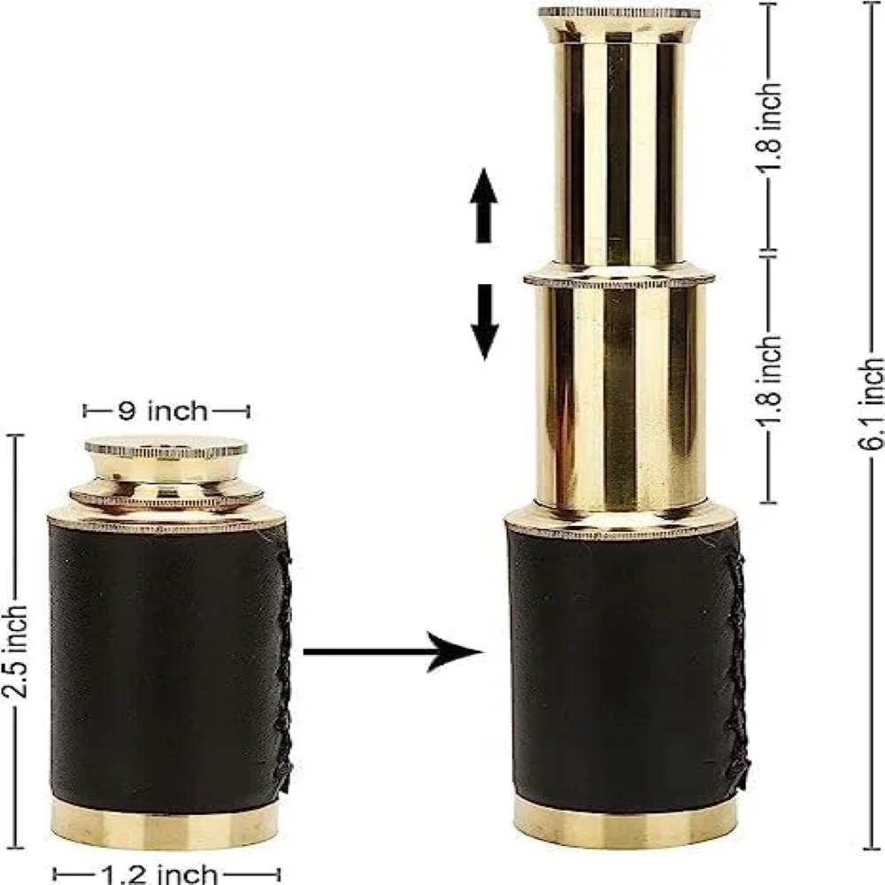 Ручной латунный телескоп 10,16 см с деревянным ящиком - морской пиратский навигационный инструмент