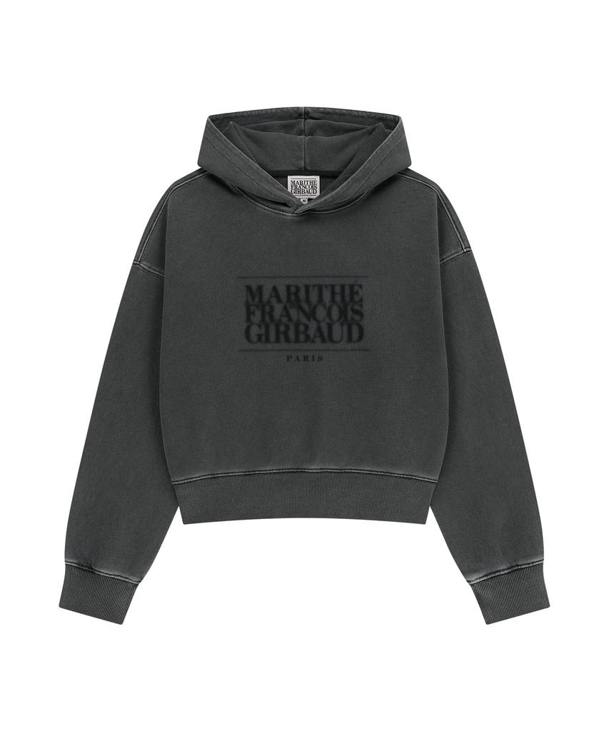 Marith + Franois Girbaud W Shadow Классический Логотип Окрашивание Укороченная Толстовка Угольный