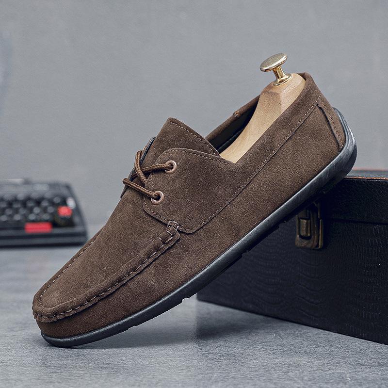 Новая обувь Doudou мужская матовая кожа повседневная универсальная мужская обувь зеленый тренд для вождения нескользящая обувь для ленивых