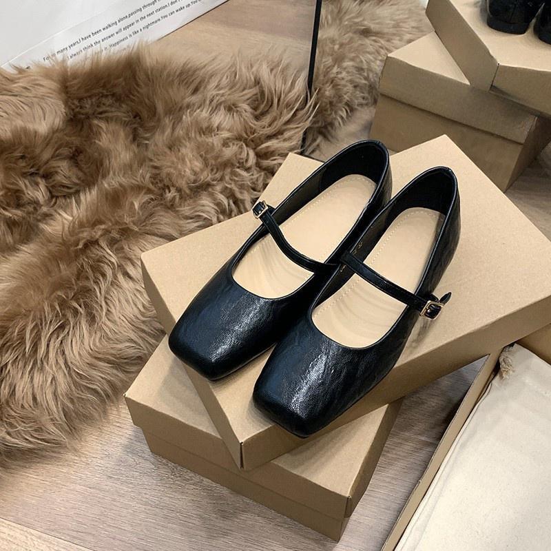 Французские британские туфли из кожи для женщин, новые весенние и осенние повседневные туфли Мэри Джейн в стиле ретро с квадратным носком для женщин