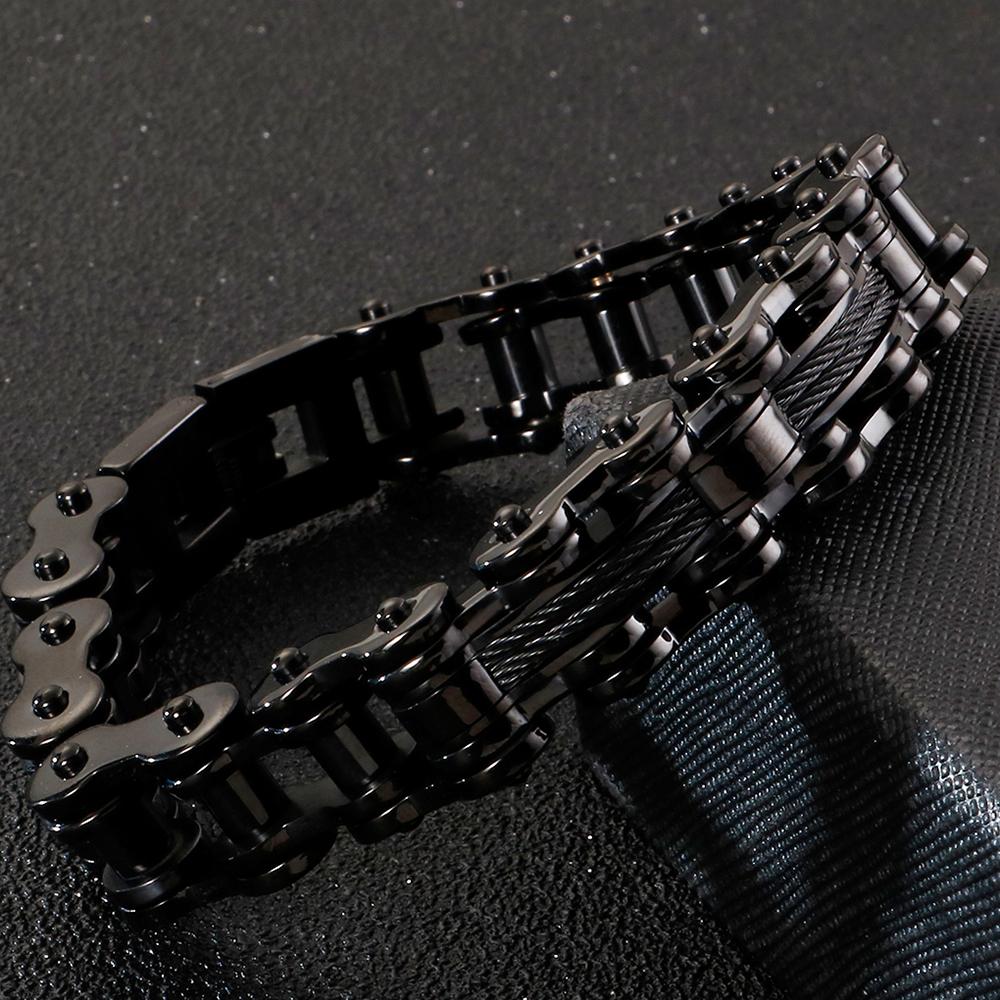 13MM Bicycle Bike Chain Bracelet for Men In Stainless Steel Rock and Roll Men's Jewellery Accessories On Hand Wrist Bracelets