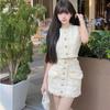 Vintage Y2k 2 Piece Skirts Set Women Casual Sleeveless Crop Top Vest + Mini Skirts Korean Fashion Suits Even Party Outfits Party