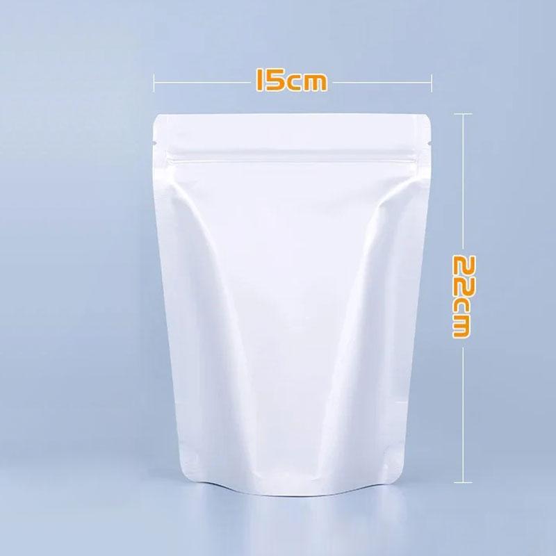 50 шт. Серебристый цвет, многоразовая сумка из алюминиевой фольги, матовая стоячая сумка для упаковки пищевых продуктов, самозакрывающиеся пластиковые пакеты на молнии с широким дном