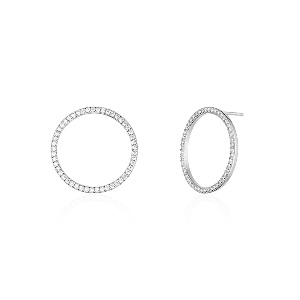 ANDYWEN Стерлингового Серебра 925 пробы, золото, большой круг, CZ Pave, серьги-гвоздики, клипсы, роскошные ювелирные изделия, круглые хрустальные женские клипсы, драгоценности