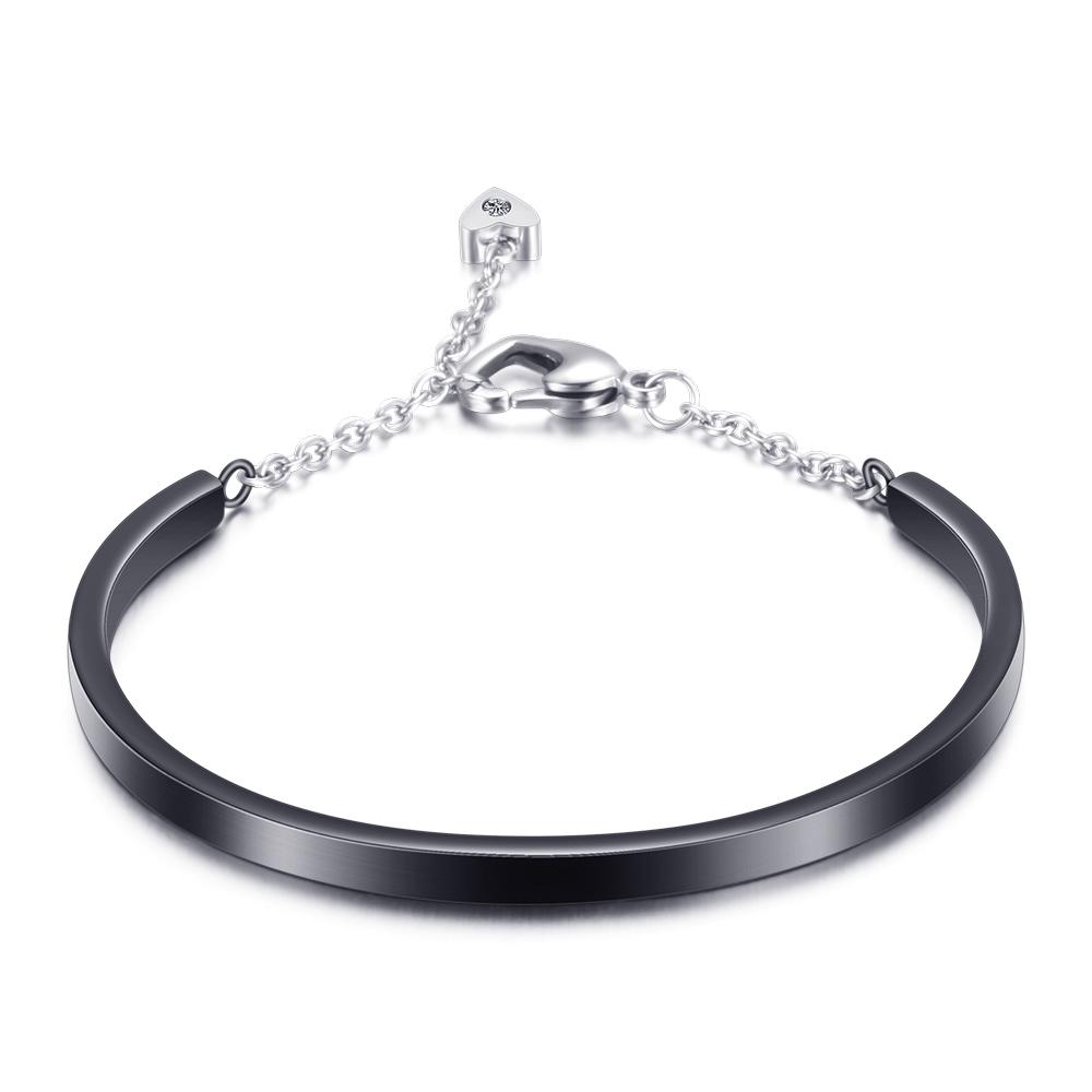 Gold-Color Cuff Bangle for Women One Row Crystal Stainless Steel Bracelet Bangle Jewelry Adjustable Chain