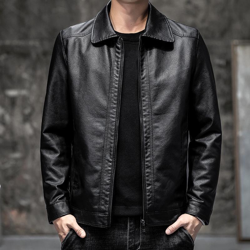 Мужская куртка из ПУ-кожи с воротником-стойкой - Мягкое, универсальное, легкое пальто в стиле business casual для осени и зимы