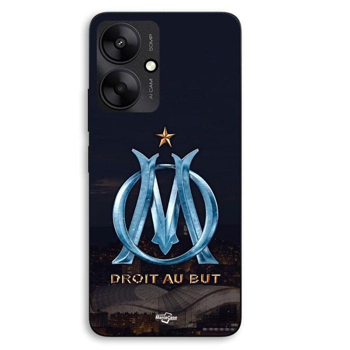 Coque de téléphone - MANIACASE - Xiaomi Redmi 13C 5G - Silicone TPU - Motif OM logo bleu et doré - Noir
